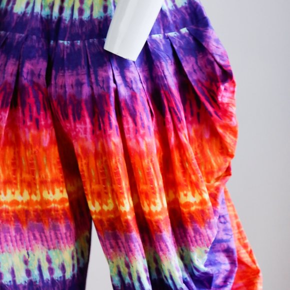Vintage Tie Dyed Colourful Cotton Harem Pants - Picture 8 of 8